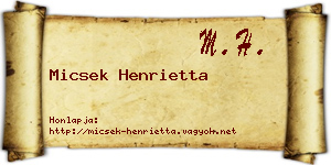 Micsek Henrietta névjegykártya